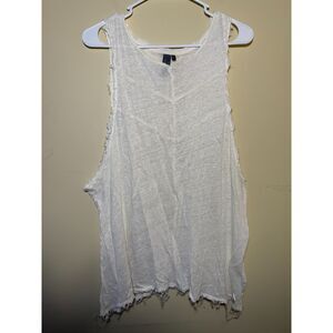 Sweaty Betty Ivory 100% Linen Raw Hem Tank Top | Size Large | Activewear